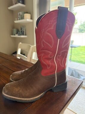 Roper Brown and Red Western Heeled Boots